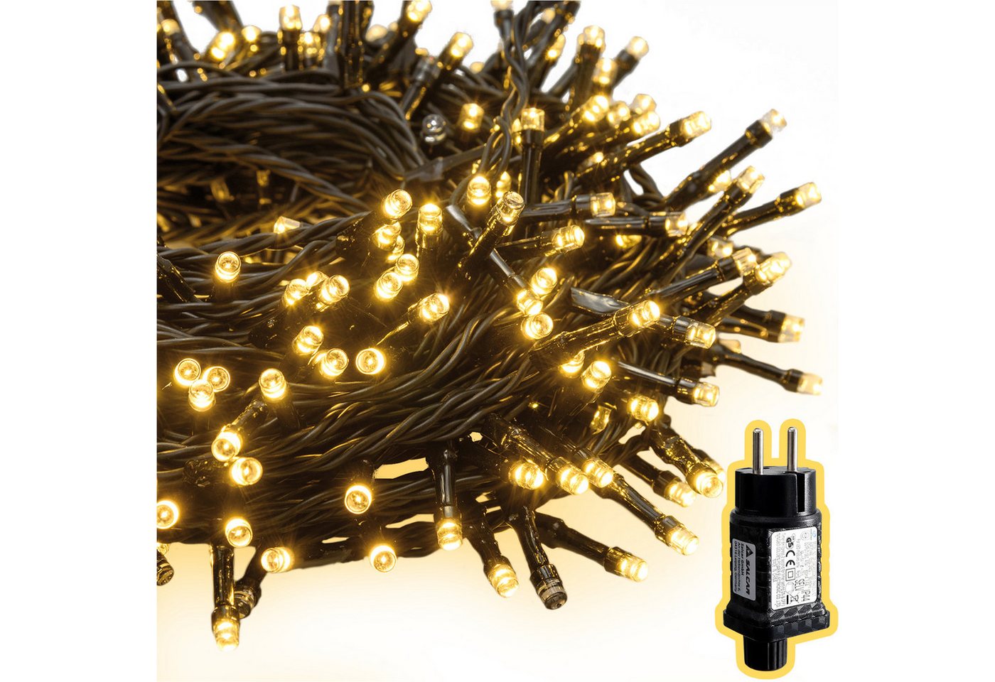 Salcar LED-Lichterkette LED Cluster Lichterkette Außen Weihnachtslichterkette Warmweiß & Bunt, 2m 200er LED 8 Modi und Memory, Christbaumbeleuchtung Bild 2