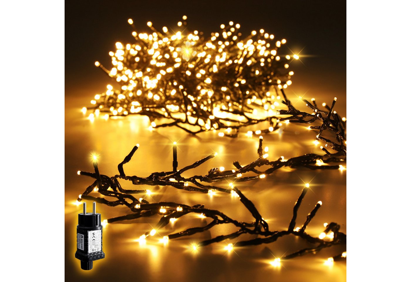 Salcar LED-Lichterkette LED Cluster Lichterkette Außen Weihnachtslichterkette Warmweiß & Bunt, 2m 200er LED 8 Modi und Memory, Christbaumbeleuchtung Bild 5