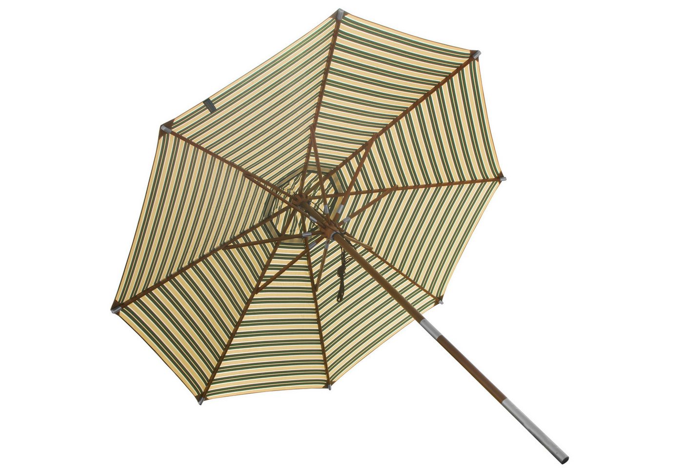 anndora-sonnenschirm Sonnenschirm rund grün weiß gelb gestreift, 3 Meter rund, wasserabweisender Stoff - Höhe regulierbar Bild 4