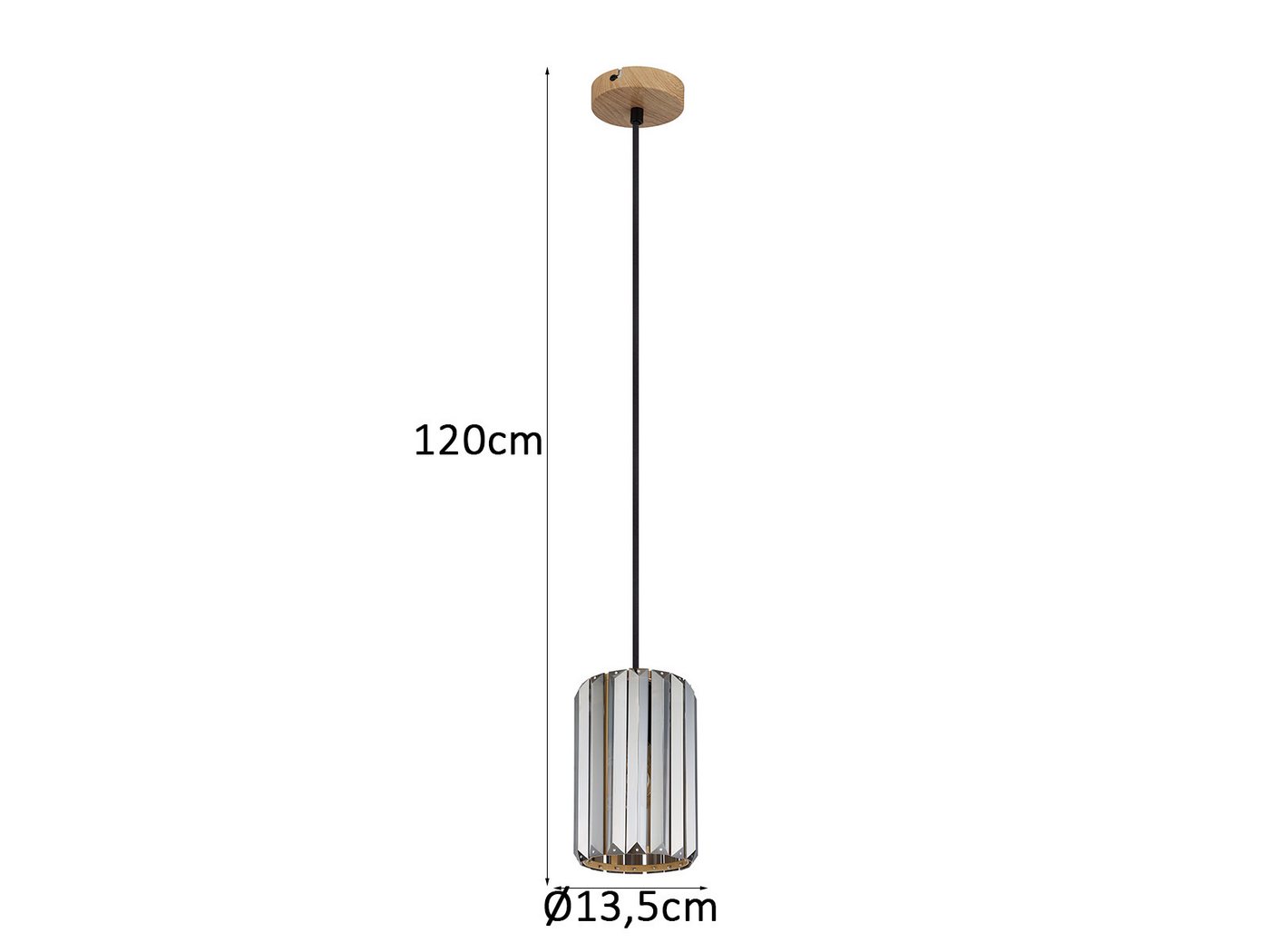 NOWA LED Pendelleuchte mit Rauchglas Kristall Ø 13,5cm, Dimmfunktion, LED wechselbar, Warmweiß, Hängelampe klein über Esstisch, Bett & Nachttisch hängend einflammig Bild 4