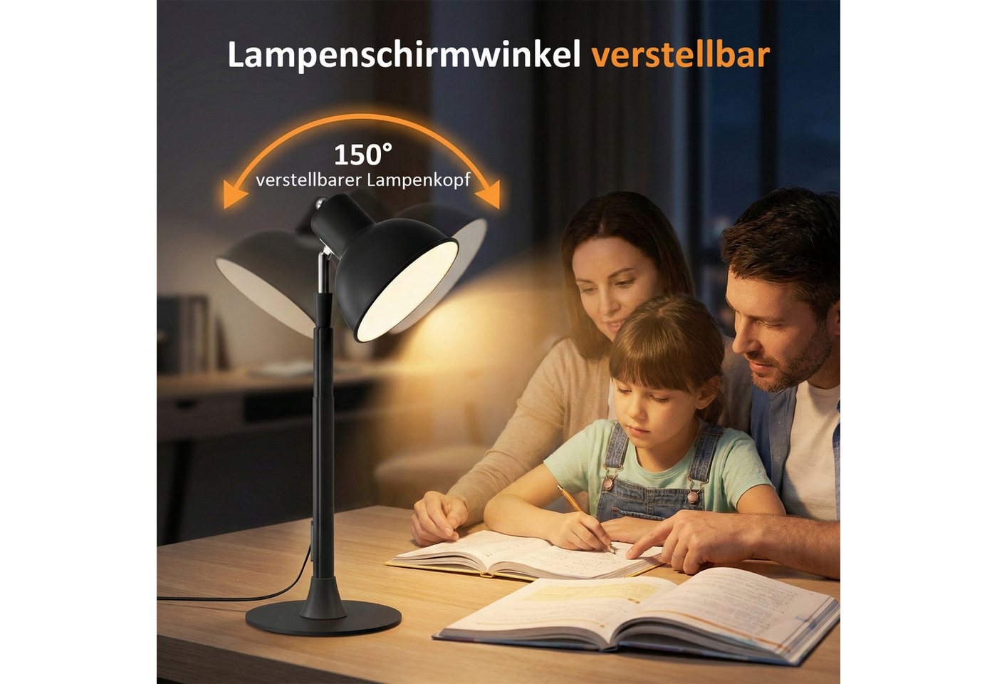 Lapalife LED Stehlampe Tischlampe Dimmbar, 3 Farbtemperatur, Lampenkopf Um 150° drehbar, LED fest integriert, Höhenverstellbar für den Einsatz beim Lesen, auf dem Boden, Metallfuß Bild 5