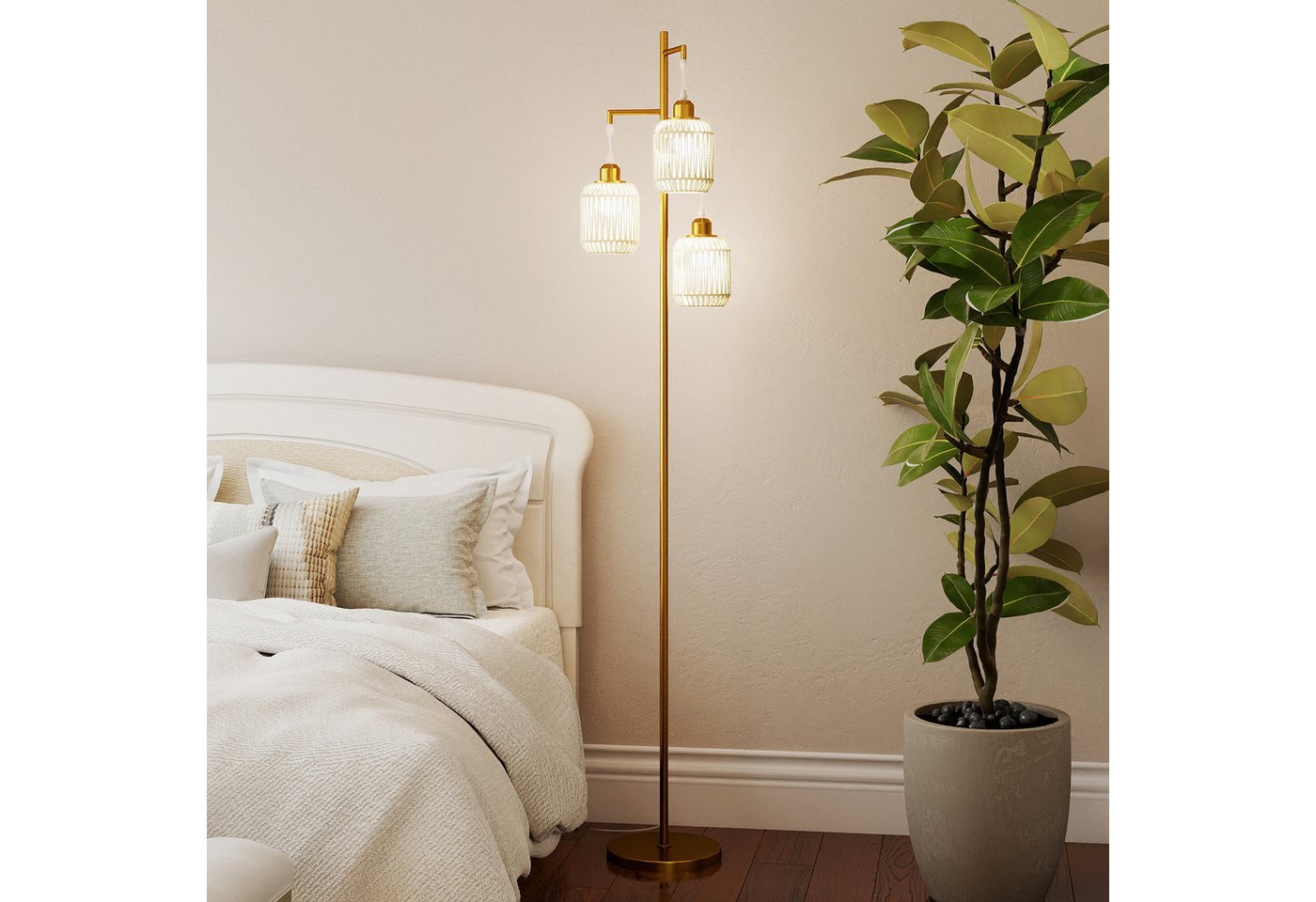 COSTWAY Stehlampe, Leselampe wohnzimmer dimmbar, Stehleuchte modern Bild 5