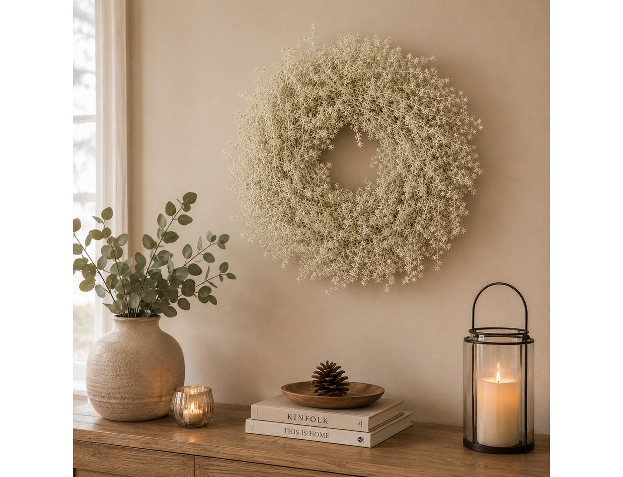 finehomegarden Dekokranz Asparagus Kranz Ø35cm Weiss Herbstkranz Türkranz Herbst Deko, Naturmaterial Türkranz, Wandkranz & Tischdeko – Herbstliche Dekoration Bild 2