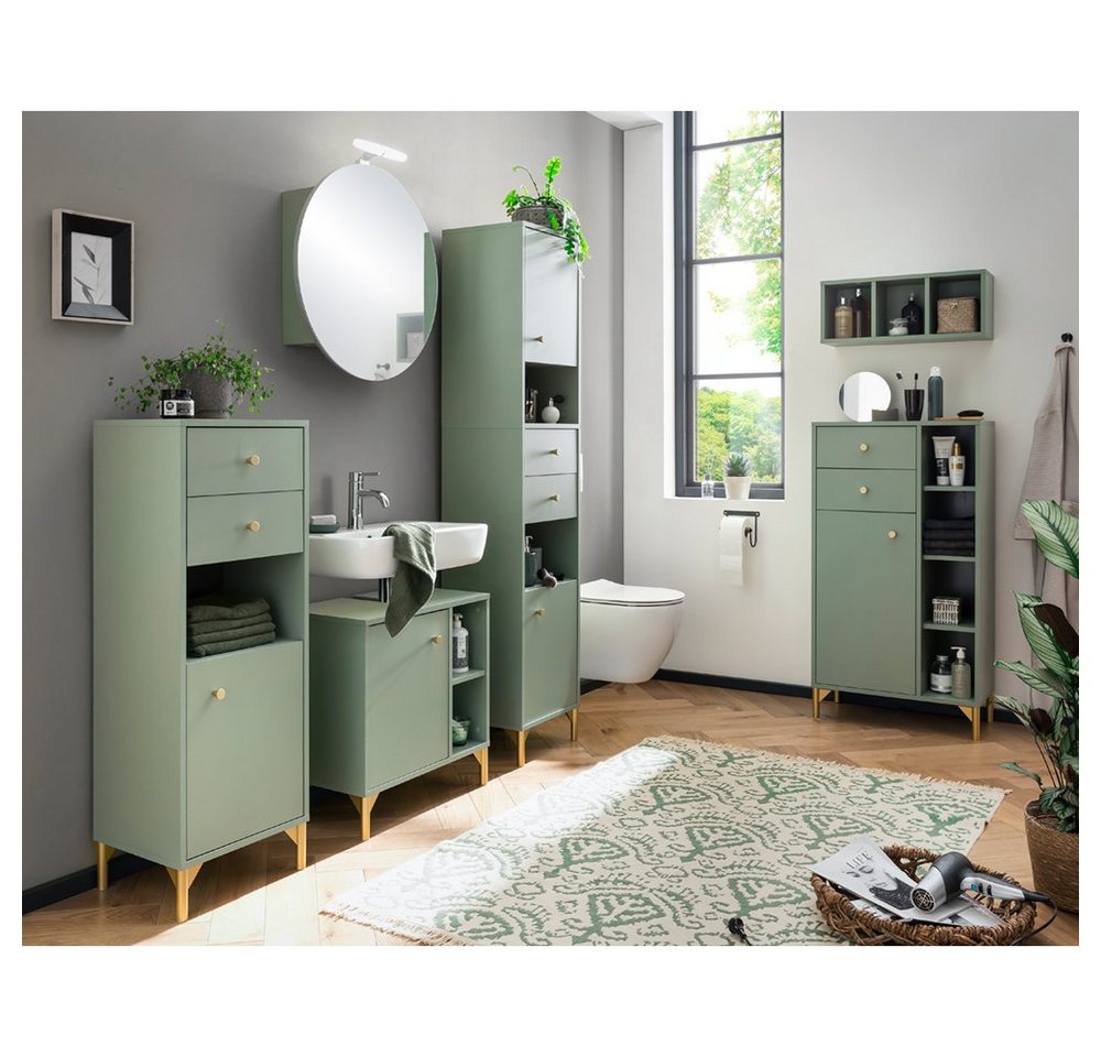 Lomadox Badkommode ANGERS-80, mint, 1 Tür, 4 offene Fächer, 2 Schubkästen, 60,2 cm breit Bild 5