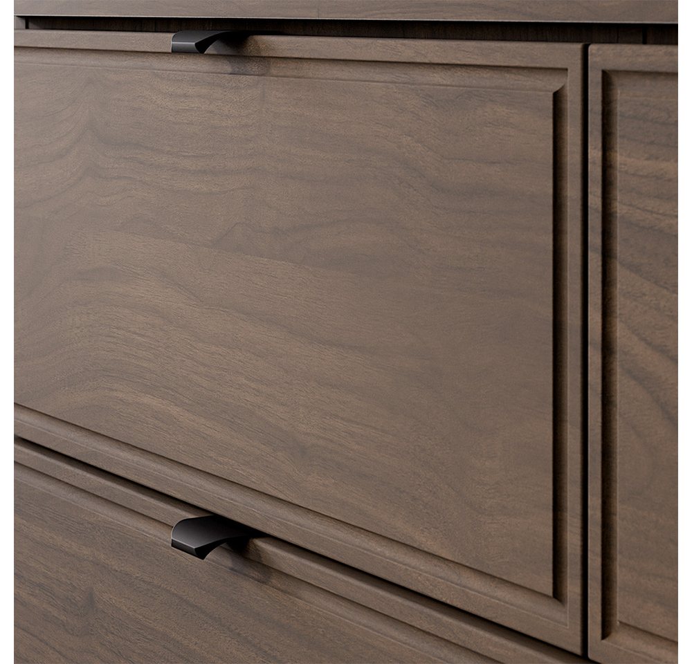Lomadox Badmöbel-Set TEMUCO-56-WALNUT, (Spar-Set, 3-St., LED-Spiegel Waschtisch Hochschrank), in Walnuss mit Rahmenfräsung, wandhängend Bild 5