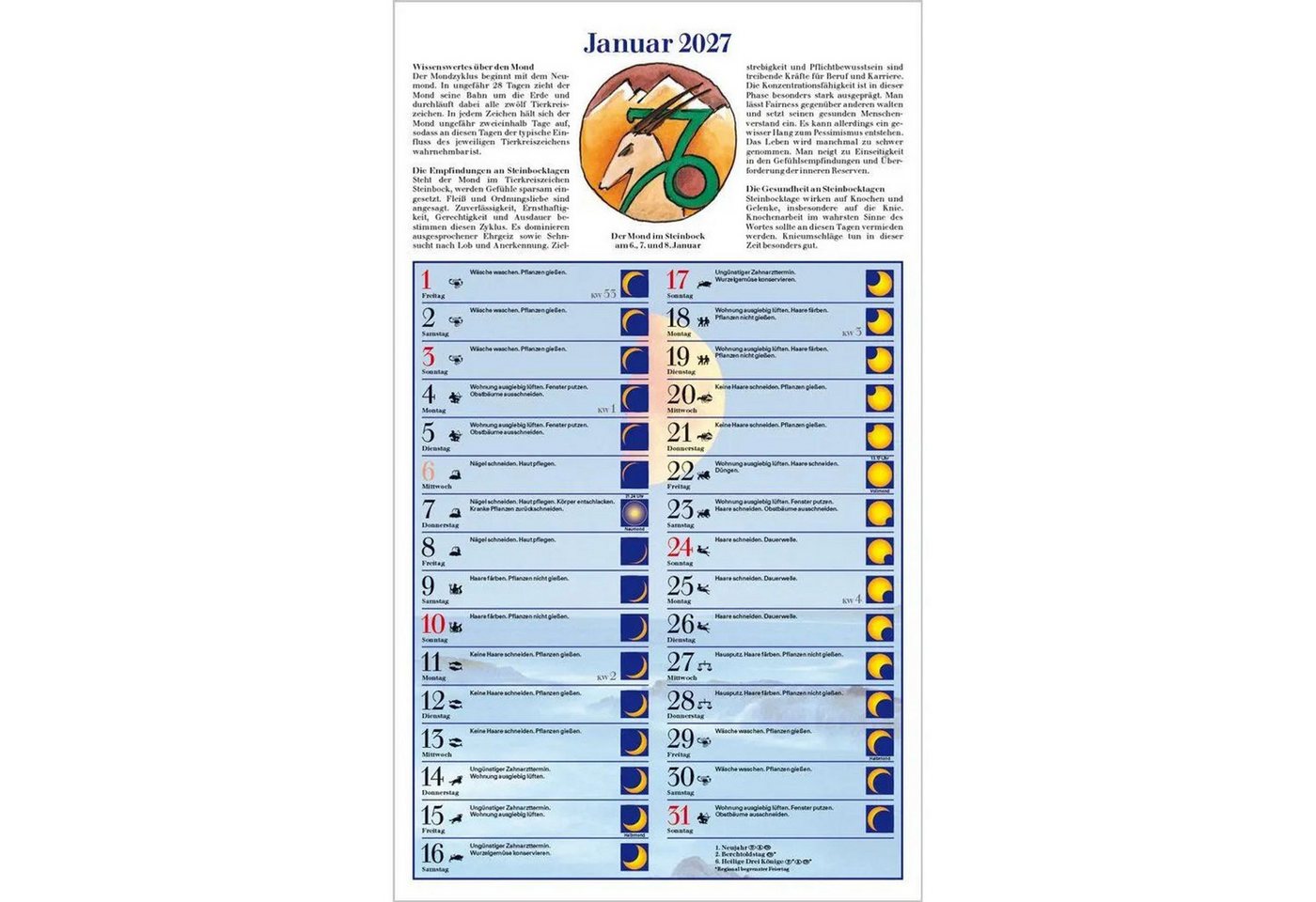 Korsch Verlag Wandkalender Mit dem Mond im Rhythmus 2027 Bild 2