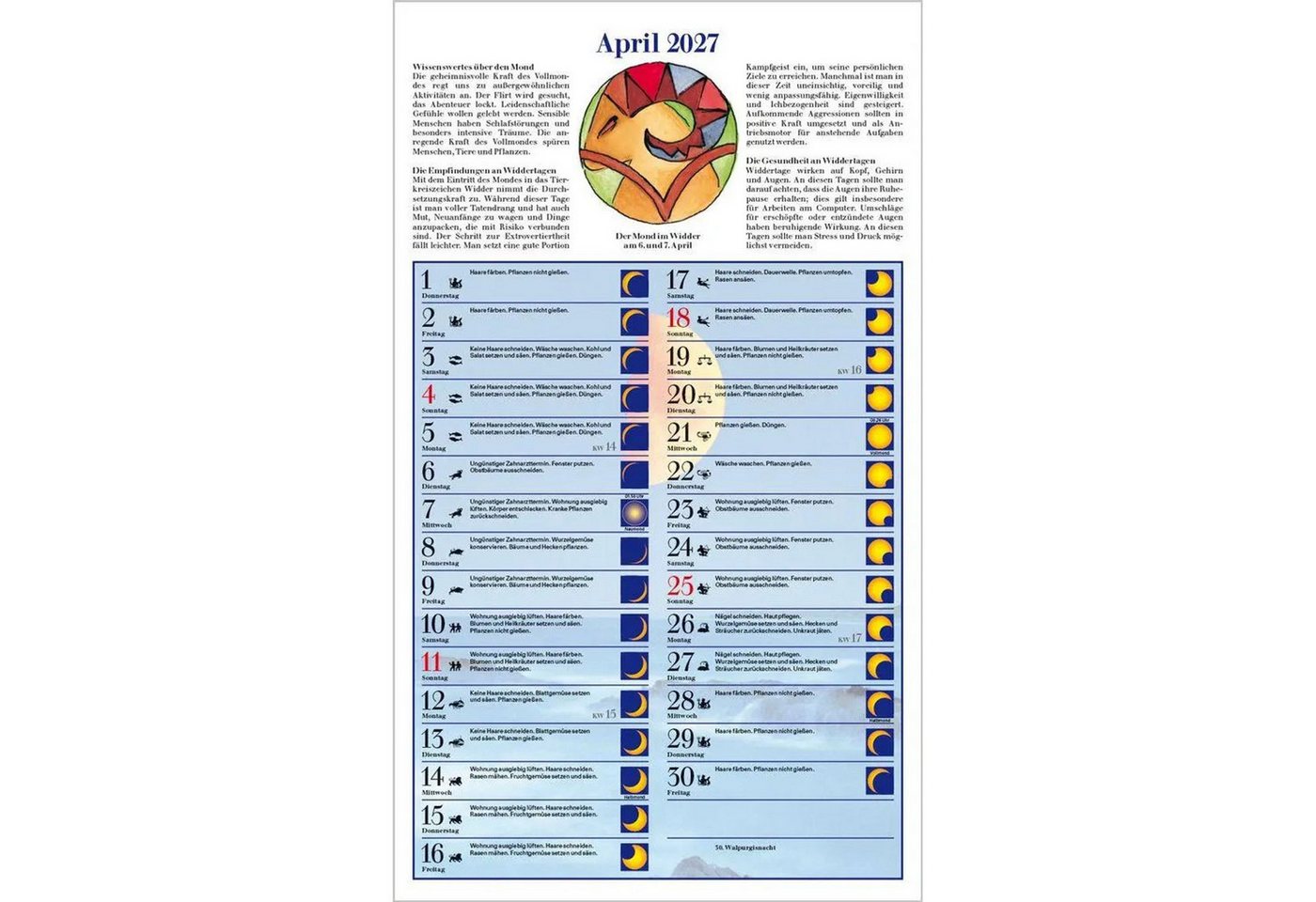 Korsch Verlag Wandkalender Mit dem Mond im Rhythmus 2027 Bild 3