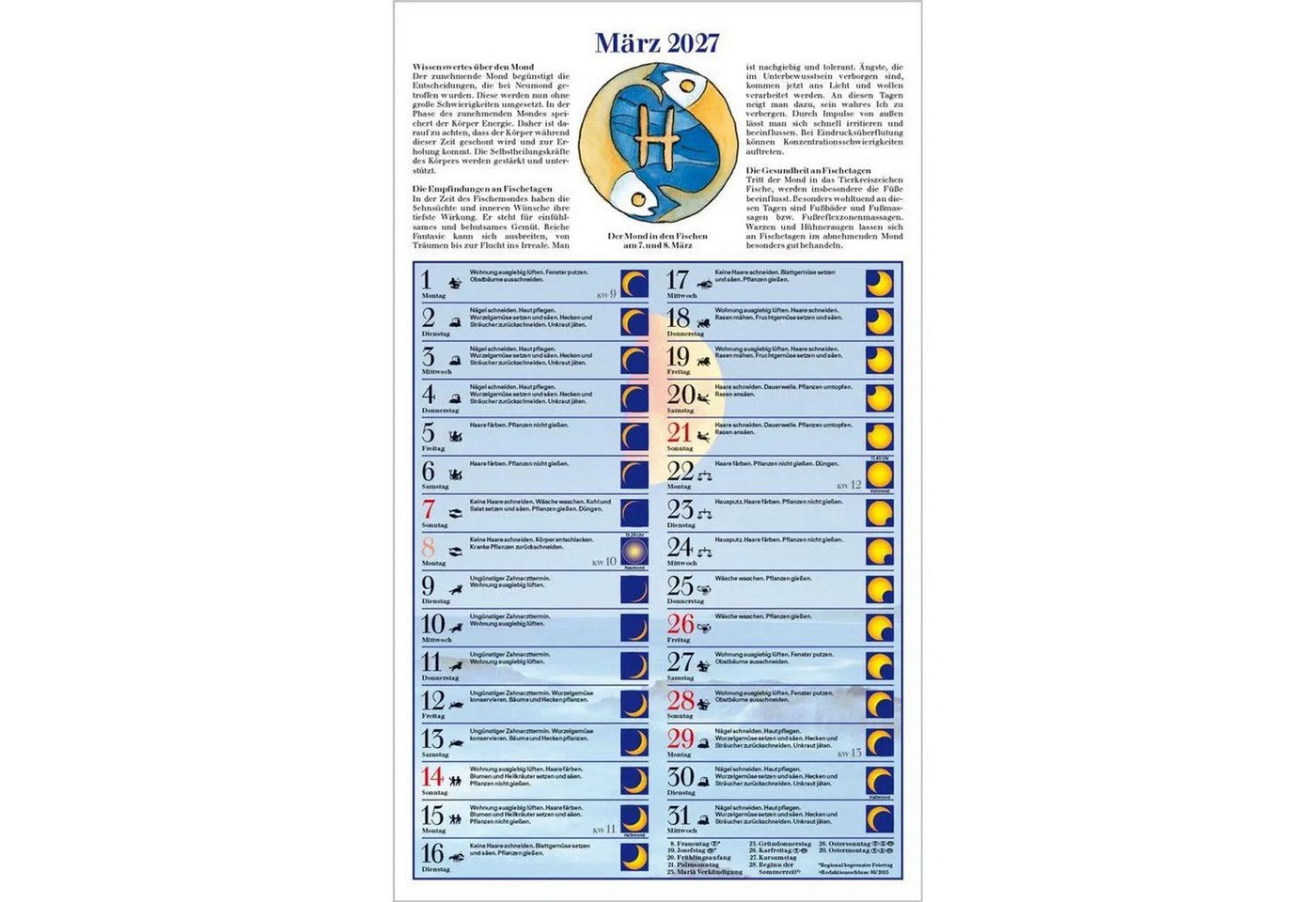 Korsch Verlag Wandkalender Mit dem Mond im Rhythmus 2027 Bild 5