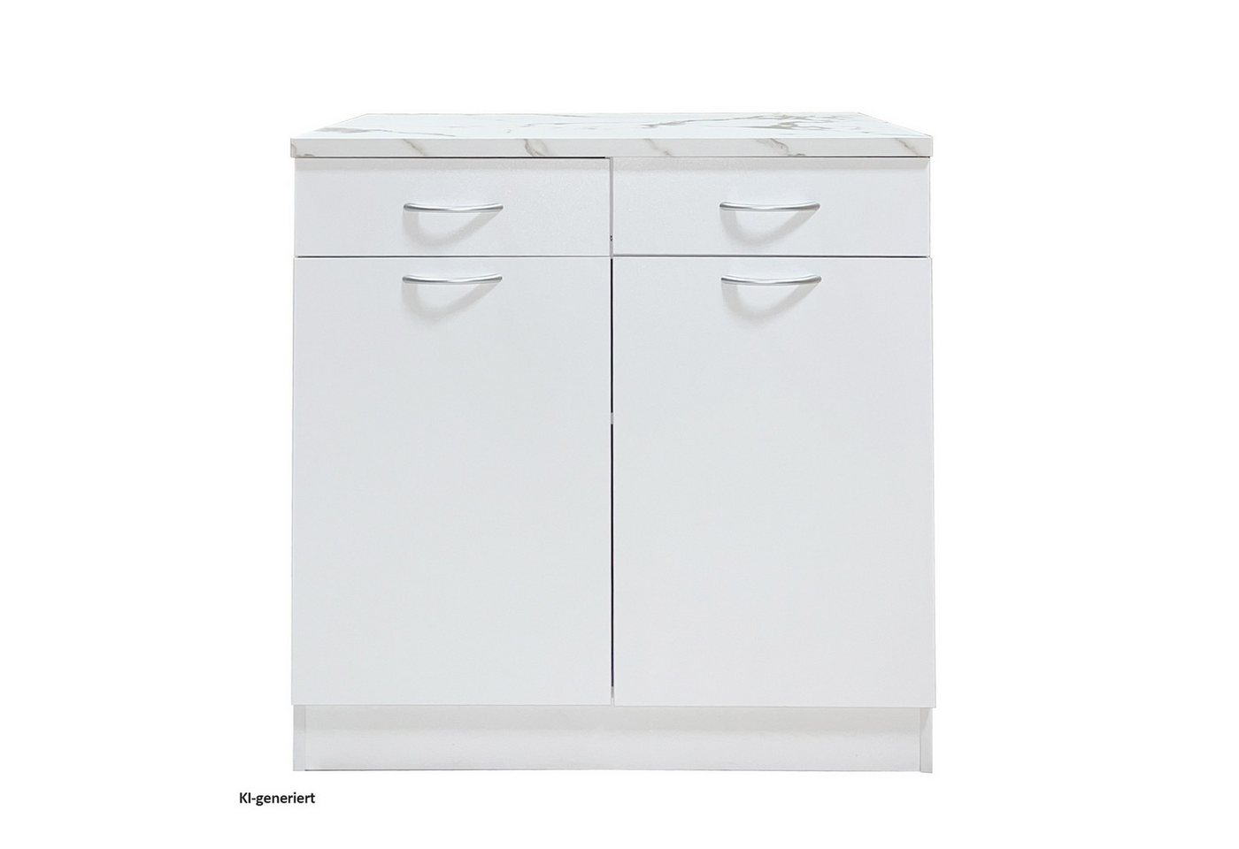 HTI-Living Unterschrank Küchenunterschrank Jenna Weiß 80 cm mit 2 Schubladen (1 Stück, 1-St., 1 Küchenunterschrank) Modular erweiterbar, modernes Design, Arbeitsplatte Marmoroptik