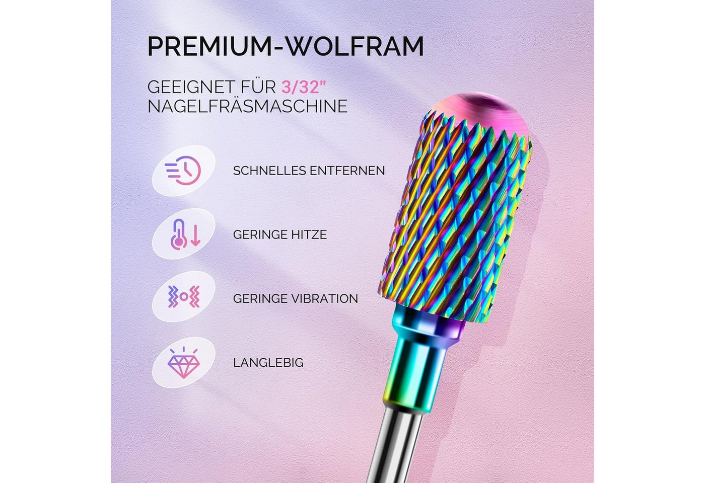 TUWENA Bit-Set 13 Stück Nagelfräser Aufsätze Bits Set, 3/32" Professionelle Bits, 3 Materialien, für Acryl & Gel, universell passend, langlebig & sicher Bild 3
