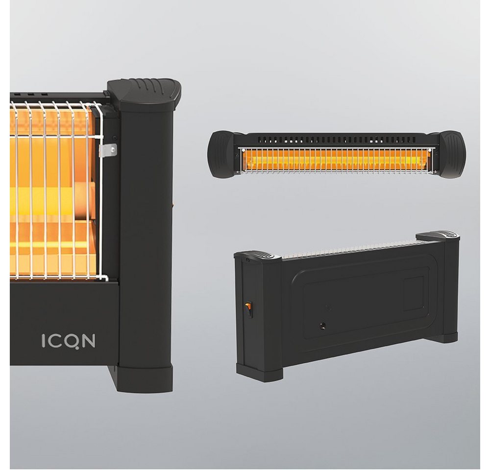 ICQN Heizstrahler Infrarot Standheizstrahler für Büro oder Haus, 135 Zentimeter Kabel, 900 W, Für Räume bis 9m², IP20, Elektroheizung, IQ.0900.APW
