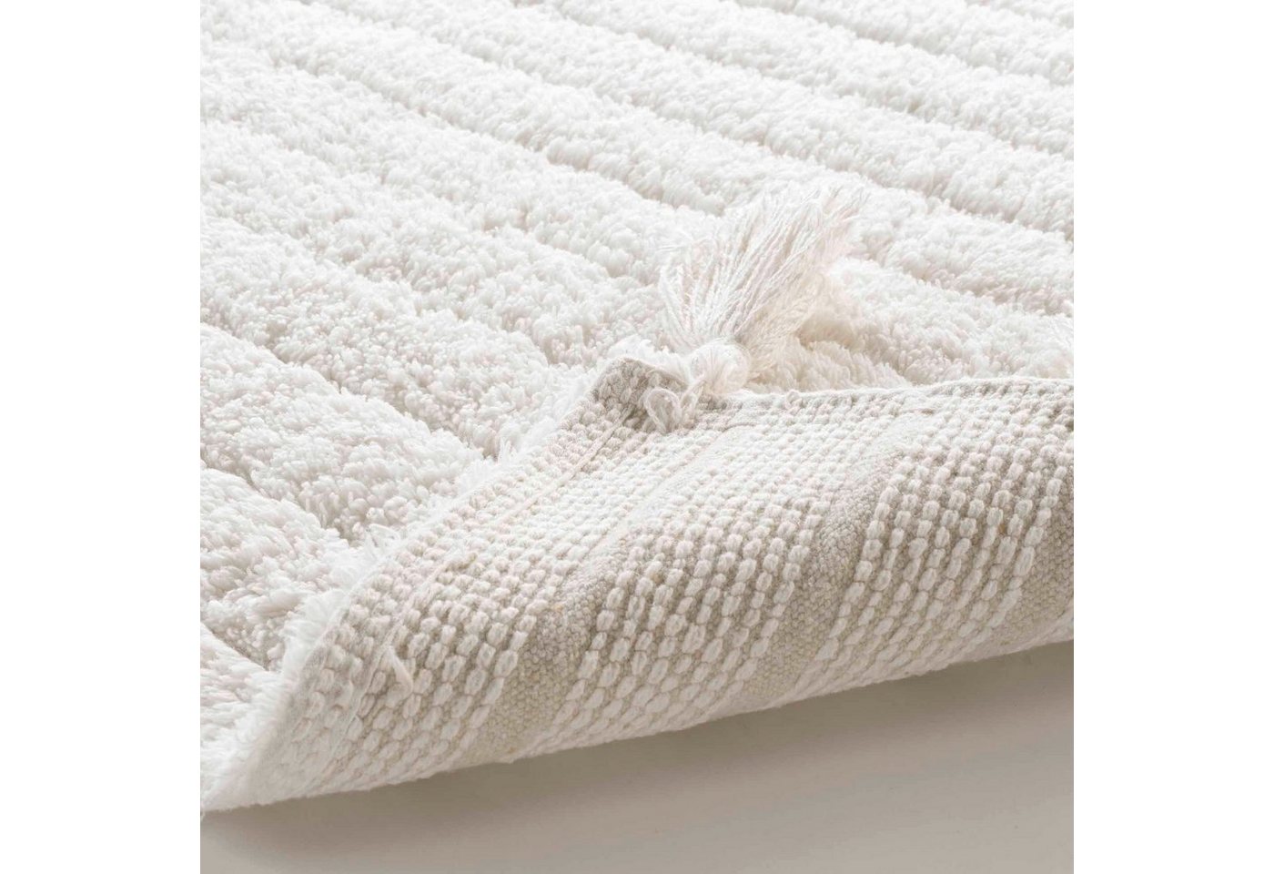 Douceur d'intérieur Badematte Badematte MINATIS, 100% Baumwolle, mit Fransen, 50 x 80 cm, Höhe 2.5 mm, für Badezimmer geeignet, angenehme Trittkomfort, Badematte Bild 3