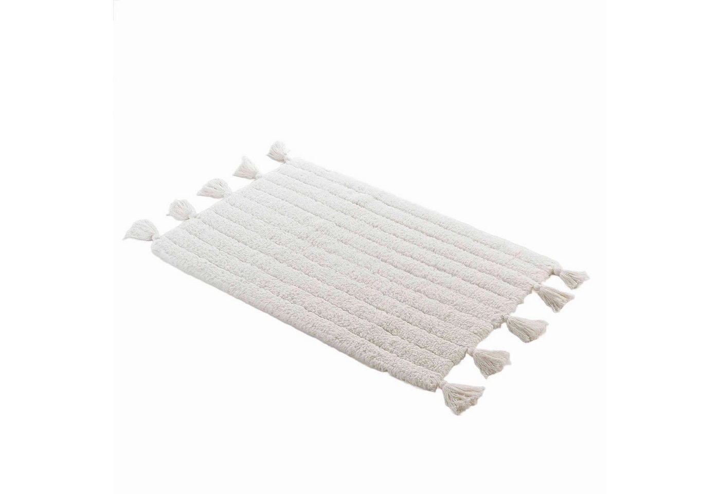 Douceur d'intérieur Badematte Badematte MINATIS, 100% Baumwolle, mit Fransen, 50 x 80 cm, Höhe 2.5 mm, für Badezimmer geeignet, angenehme Trittkomfort, Badematte Bild 4