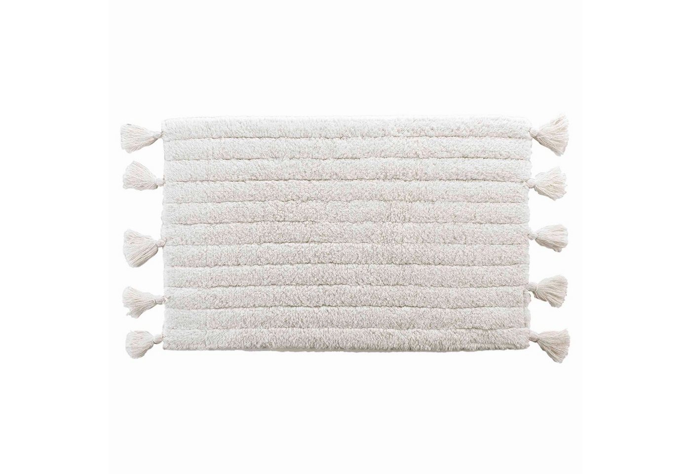 Douceur d'intérieur Badematte Badematte MINATIS, 100% Baumwolle, mit Fransen, 50 x 80 cm, Höhe 2.5 mm, für Badezimmer geeignet, angenehme Trittkomfort, Badematte Bild 5