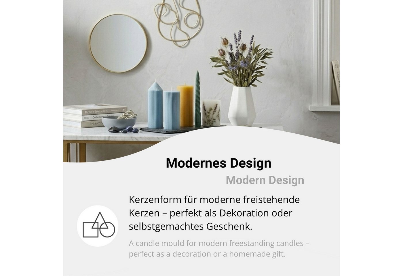 DistrEbution Silikonform Kerzengießform Geriffelte Säulenkerze, Kerzenform aus Silikon für Kerzen, strukturierte Säulenform, flexibel