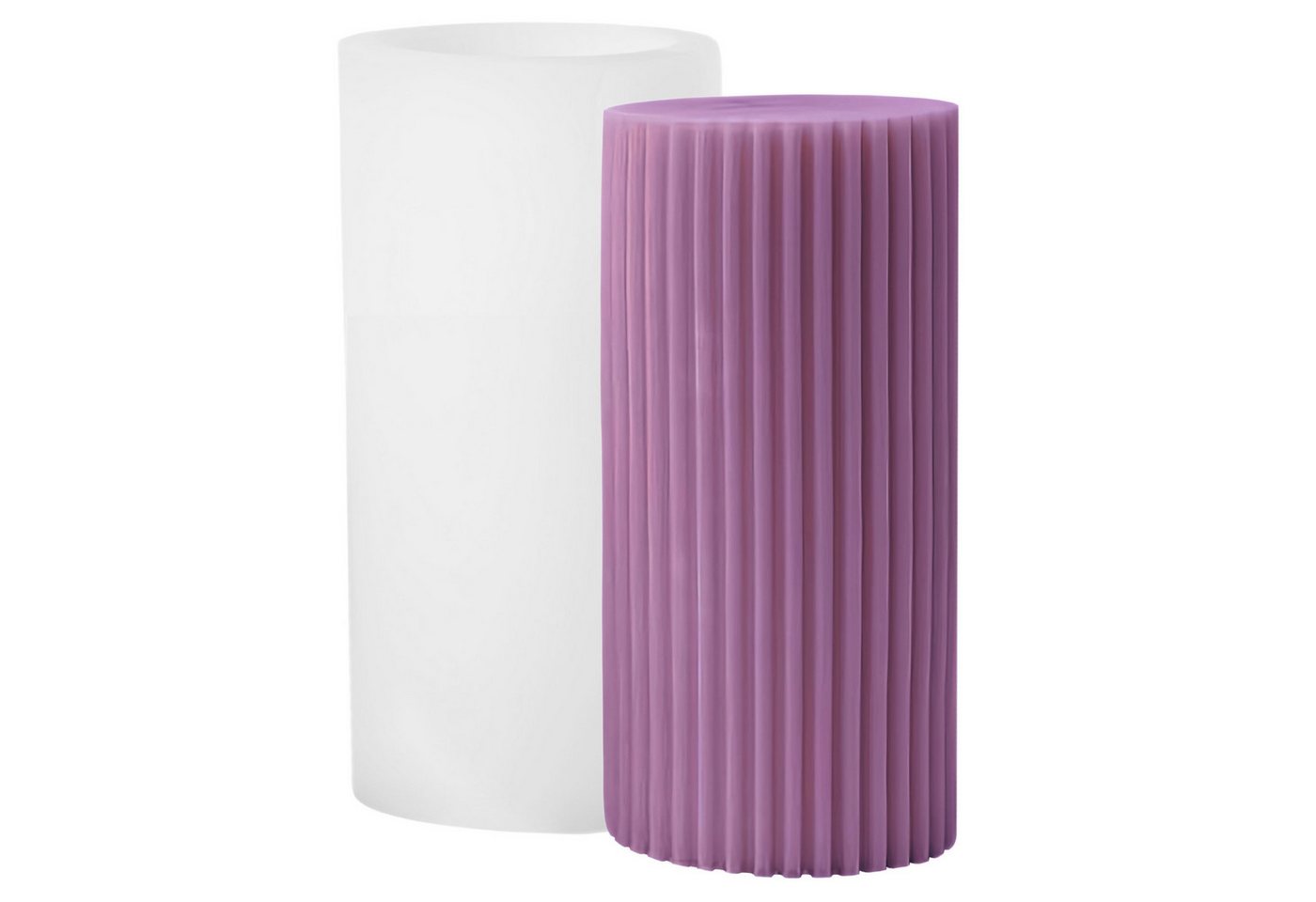 DistrEbution Silikonform Kerzengießform Geriffelte Säulenkerze, Kerzenform aus Silikon für Kerzen, strukturierte Säulenform, flexibel Bild 2