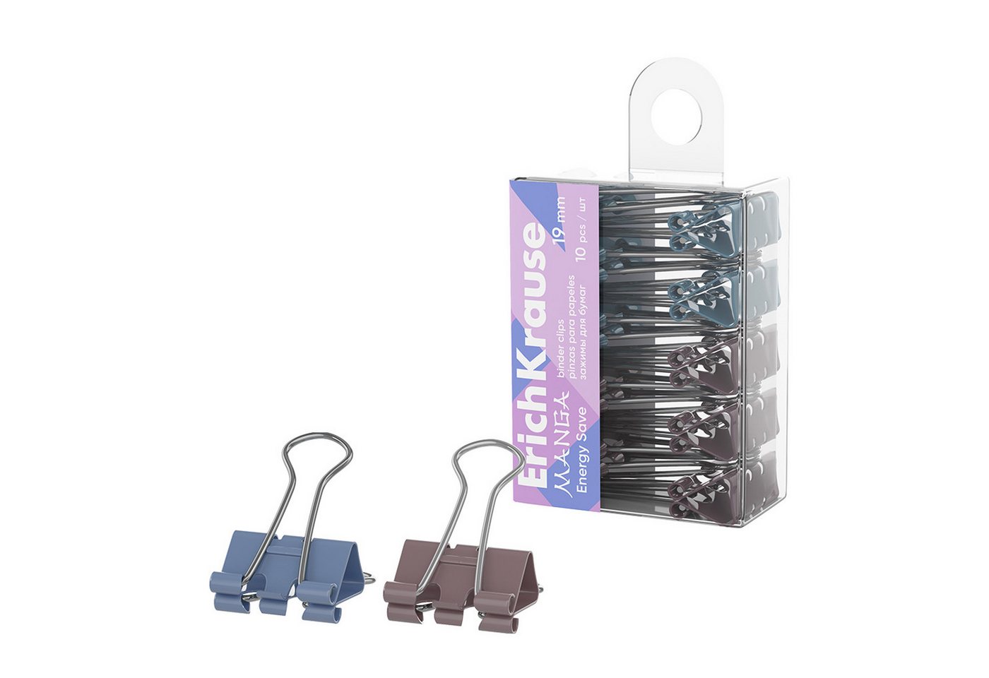 Erich Krause Büroklammer, Foldback Klammern 19mm Metall 10 Stück Blau / Lila
