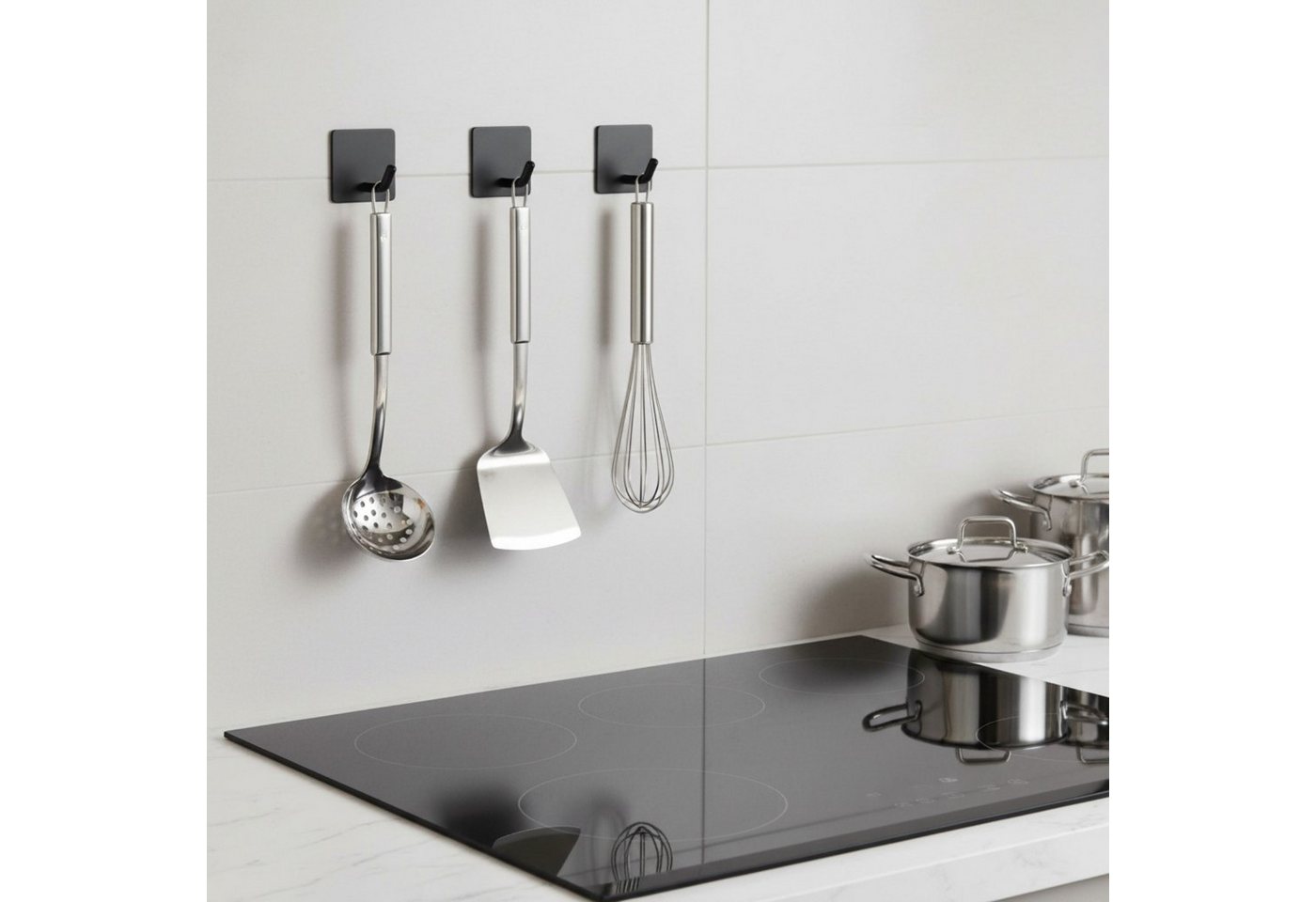 TECBULL Handtuchhaken Klebehaken aus Edelstahl, Wandhaken selbstklebend, V2, (10-St)