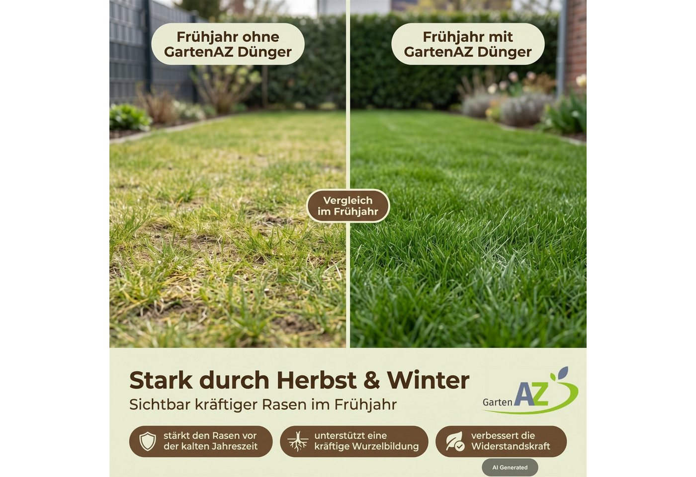 GartenAZ Rasendünger GartenAZ Organischer Herbstrasendünger, Organisch, Organischer Herbstrasendünger für einen winterfesten Rasen