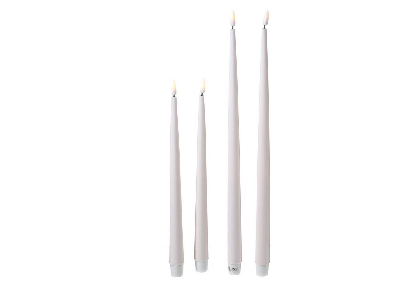 Deluxe Homeart LED-Kerze LED Stabkerzen ELLA Deluxe Lack Tafelkerze flackernd H: 38cm creme 2St, LED Classic, warmweiß (2100K bis 3000K) Bild 3