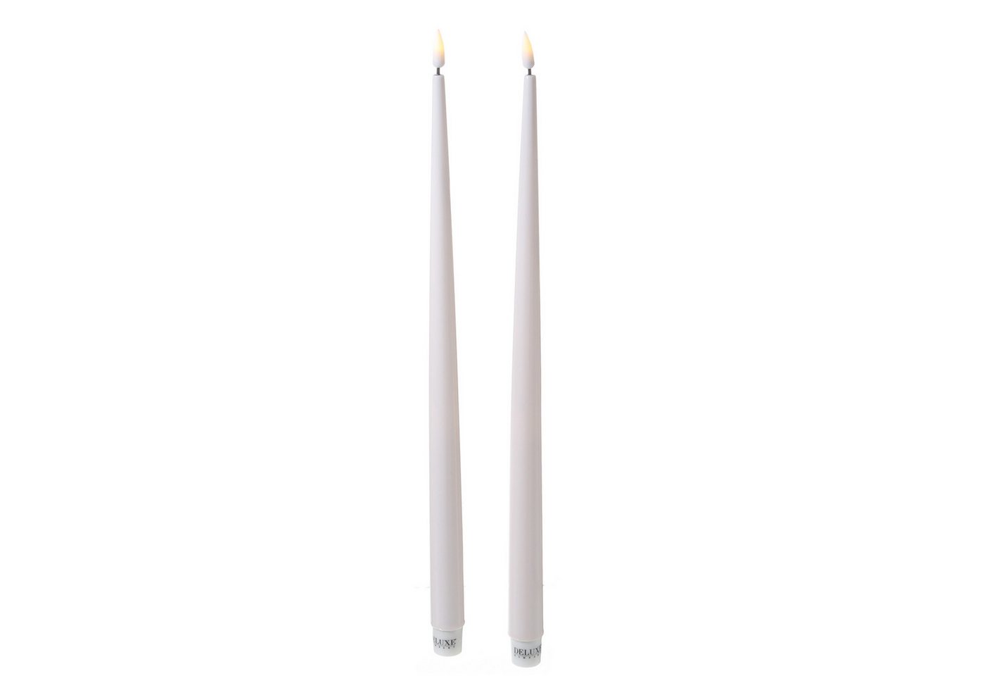 Deluxe Homeart LED-Kerze LED Stabkerzen ELLA Deluxe Lack Tafelkerze flackernd H: 38cm creme 2St, LED Classic, warmweiß (2100K bis 3000K) Bild 4