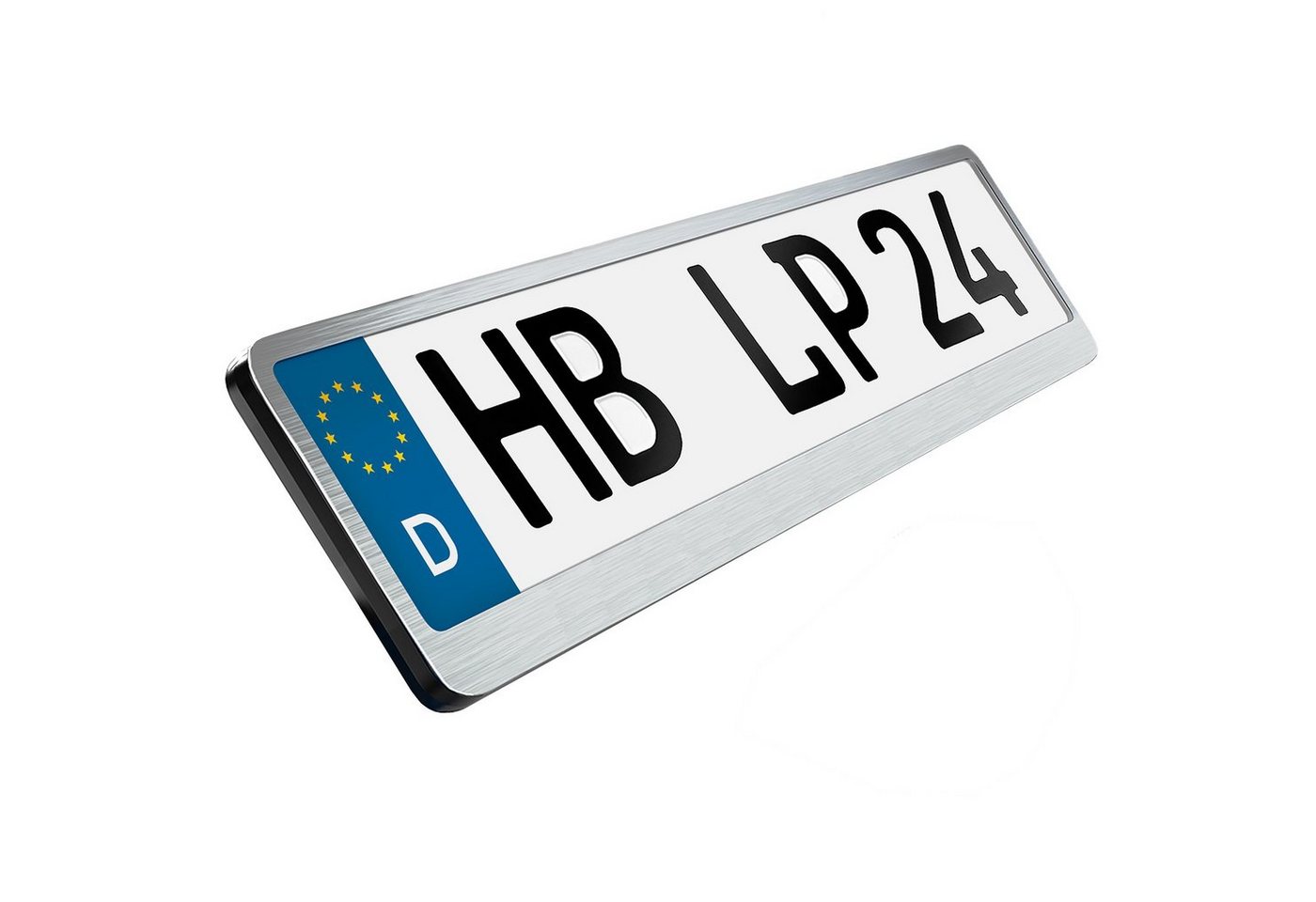 L & P Car Design Kennzeichenhalter für Auto Edelstahl gebürstet Premium Kennzeichenhalter V2A, (2 Stück)