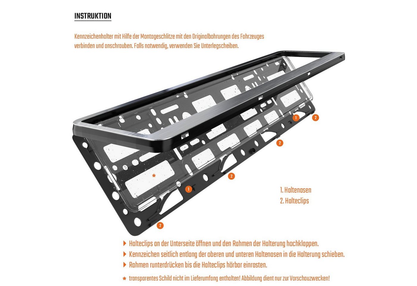 L & P Car Design Kennzeichenhalter für Auto Edelstahl gebürstet Premium Kennzeichenhalter V2A, (2 Stück) Bild 2