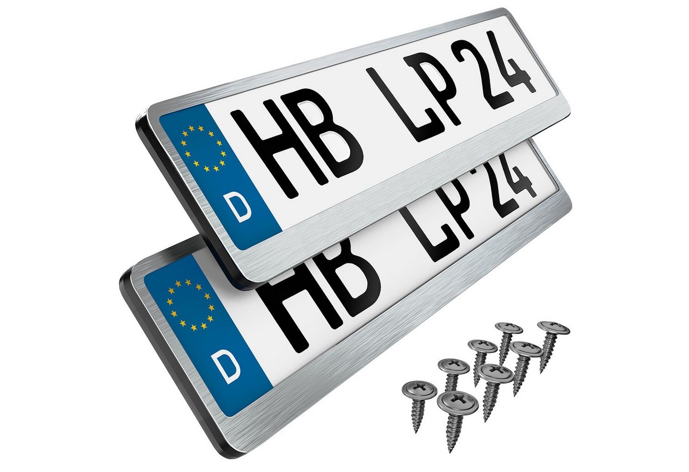 L & P Car Design Kennzeichenhalter für Auto Edelstahl gebürstet Premium Kennzeichenhalter V2A, (2 Stück) Bild 4