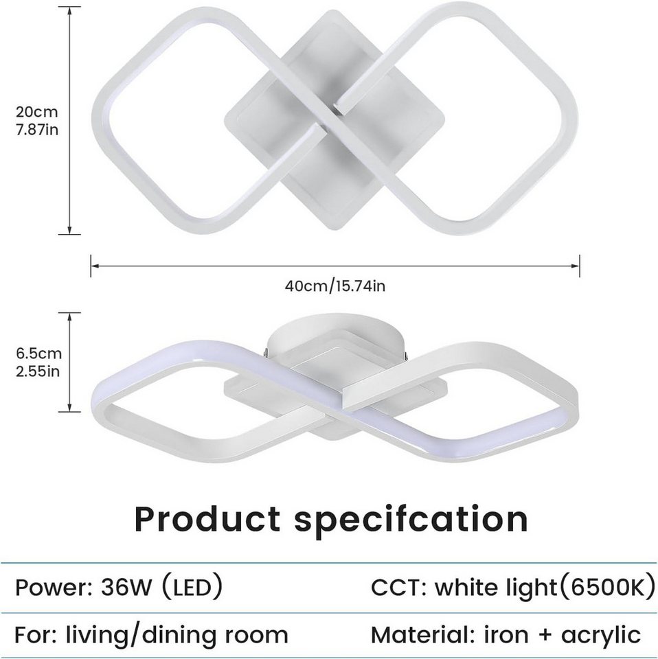 Riserva LED Deckenleuchte Comely LED Deckenleuchte 36W 4000LM Weiß Quadratisch Küche Bild 4