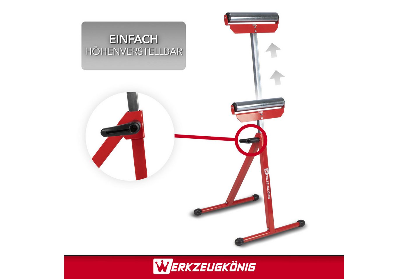 Werkzeugkönig Rollenbock höhenverstellbar bis 60kg belastbar, 60 kg max. Belastbarkeit, (1-St), stufenlos höhenverstellbar bis 111 cm - platzsparend zusammenklappbar Bild 4