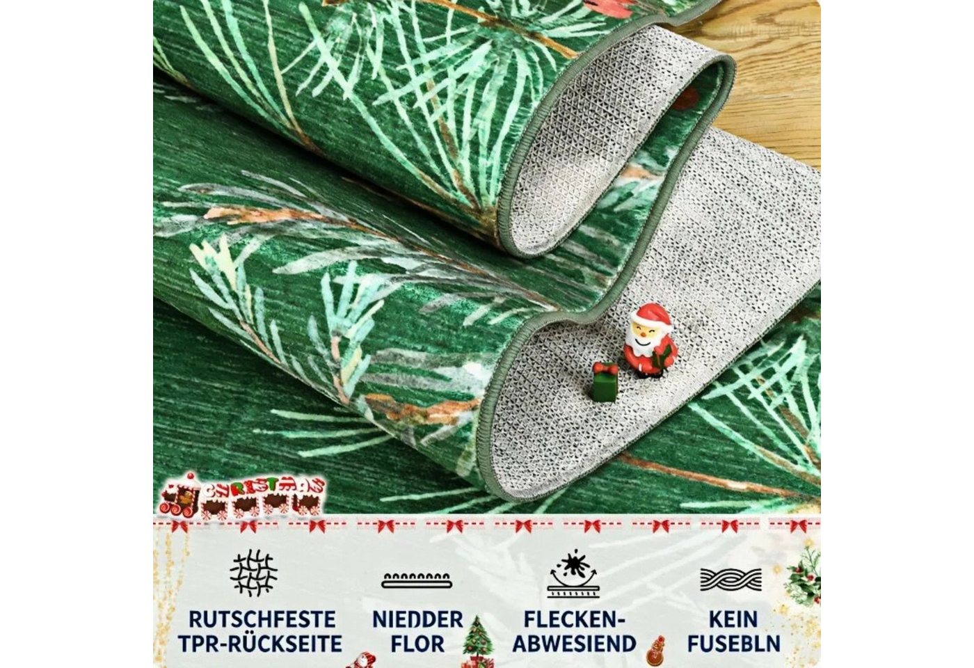 GarveeMore Teppich Tannenzapfen-Muster Weihnachtsflurteppich – Festlicher Läufer für, Höhe: 5 mm Bild 2