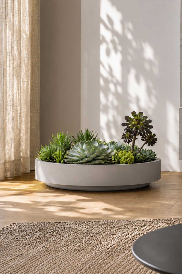 VIVANNO Pflanzschale Fiberglas ESCADA LOW Schale - Betongrau Beton-Design (1 St), 70x17 cm Bild 2
