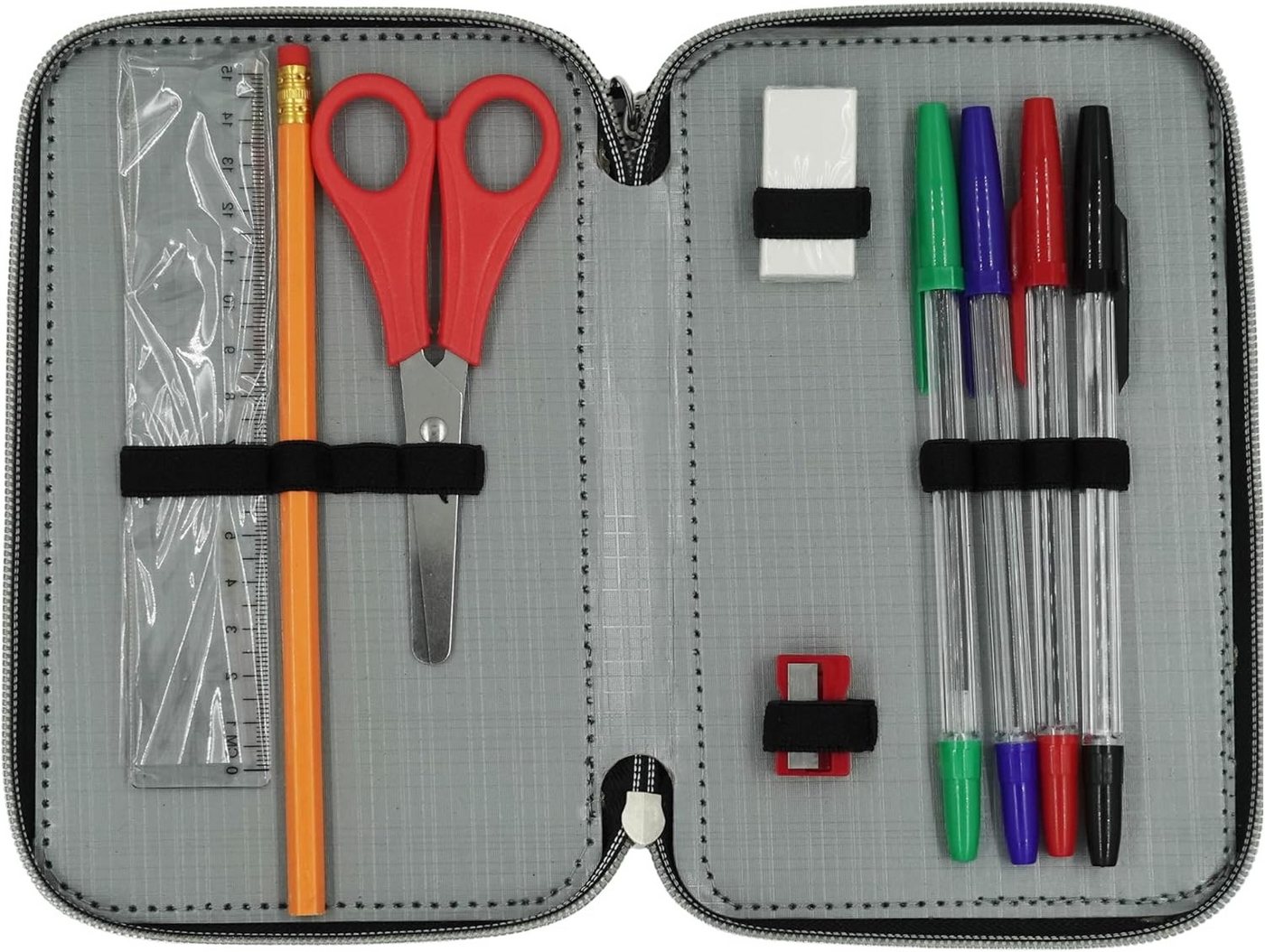 GOLDKIDS Federmäppchen NASA Federmappe Federmäppchen Federtasche XXL, (Schüleretui Federtasche Federpenal, 1-tlg., Schulmäppchen grau 3 Fächer 45-teilig), gefüllt inkl Hausaufgabenheft Bild 3