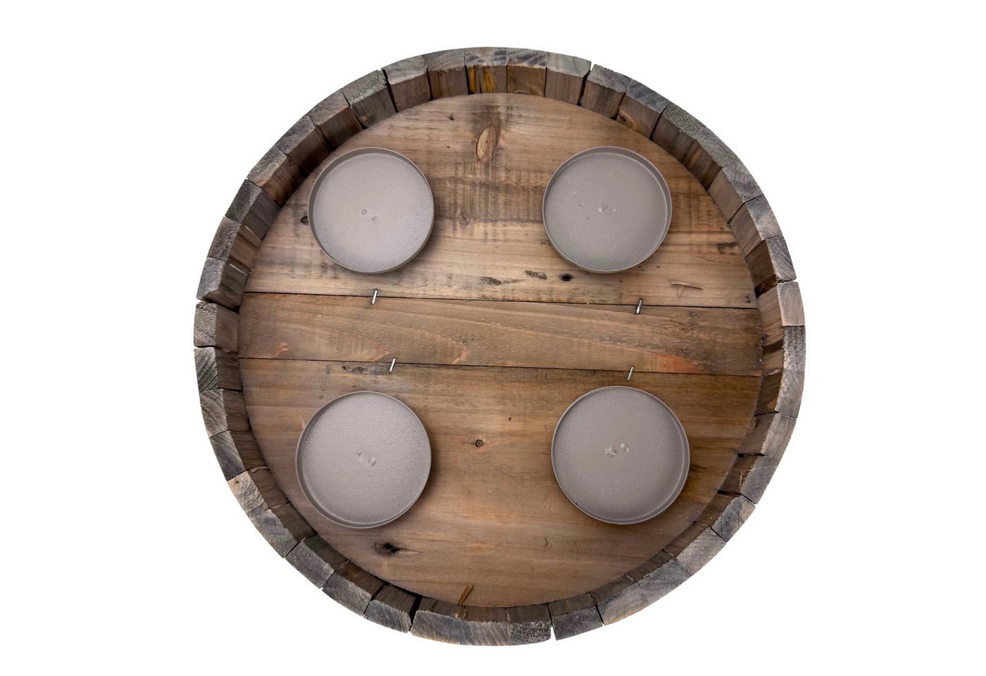 Online-Fuchs Adventskranz rund aus Holz mit schwarzen Kerzenständern aus Metall - Weihnachtsdeko, natürliche Optik - geeignet für Stumpenkerzen bis 8 cm Ø Bild 2
