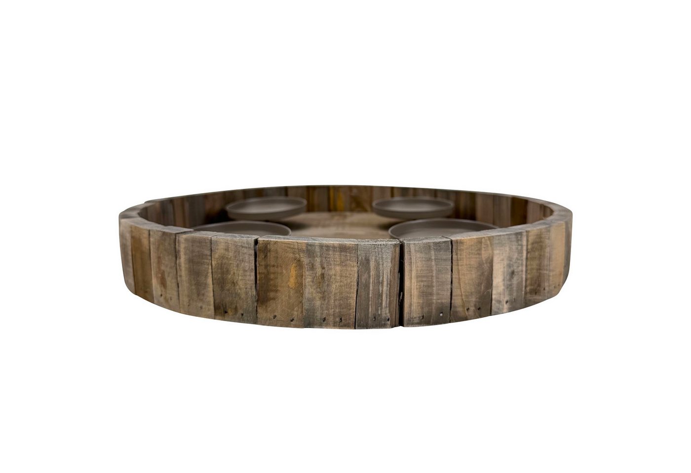 Online-Fuchs Adventskranz rund aus Holz mit schwarzen Kerzenständern aus Metall - Weihnachtsdeko, natürliche Optik - geeignet für Stumpenkerzen bis 8 cm Ø Bild 5