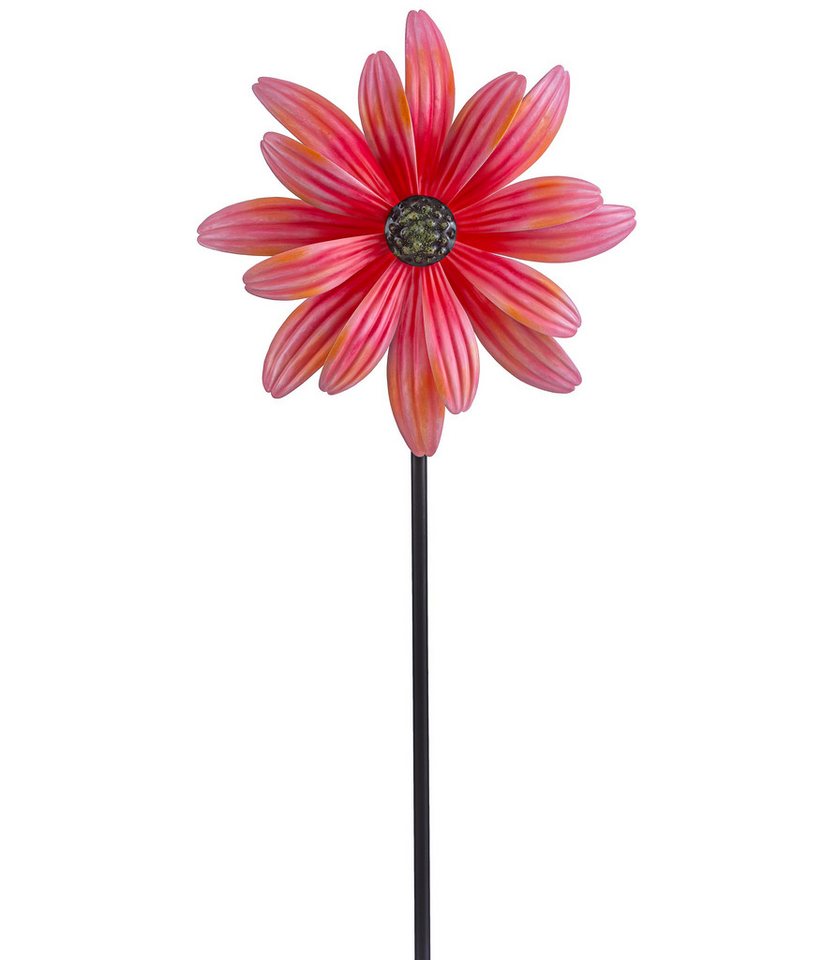 Dehner Gartenstecker Blume, Dekostab, Ø 25.5 cm, Höhe 115 cm, Eisen, lila floraler Gartenstecker mit Windspiel, frostbeständig Bild 2