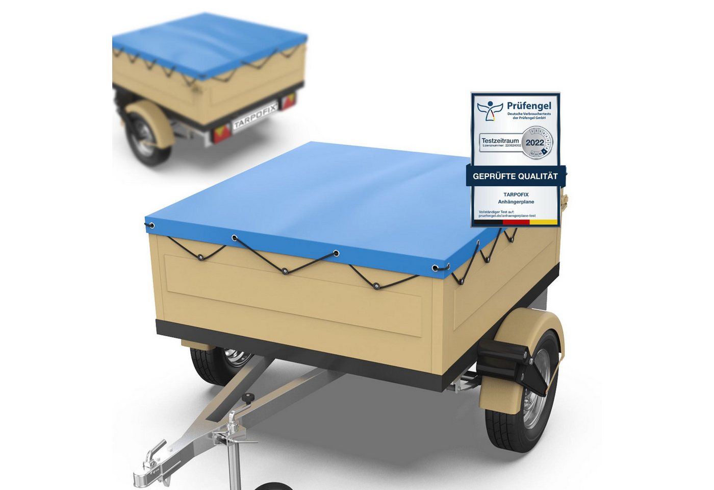 Tarpofix® Schutzplane Anhängerplane DDR Anhänger PVC wasserdicht UV-beständig (Blaue Plane, 1-St), Flachplane 140x105 cm – robust & wasserdicht