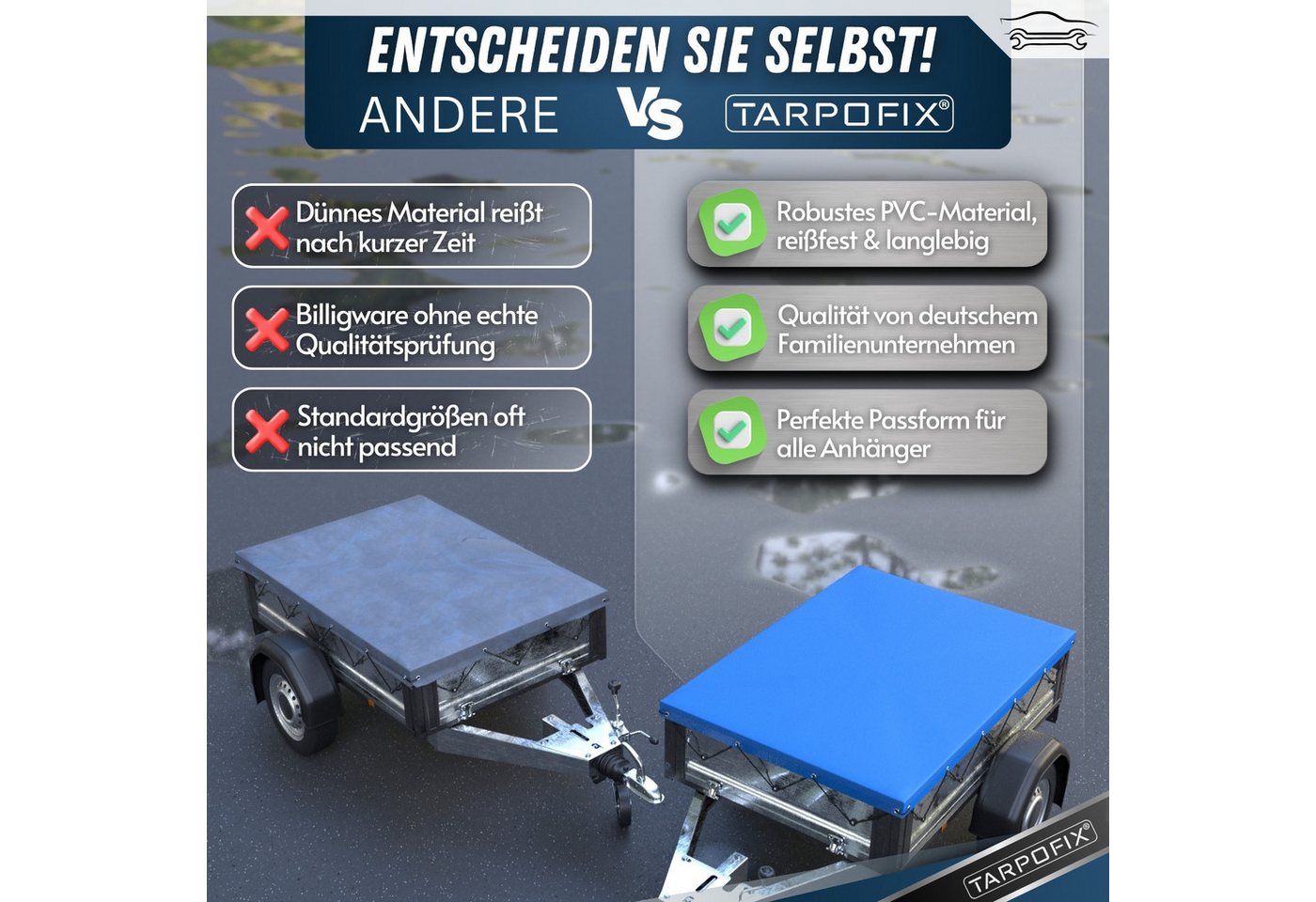 Tarpofix® Schutzplane Anhängerplane DDR Anhänger PVC wasserdicht UV-beständig (Blaue Plane, 1-St), Flachplane 140x105 cm – robust & wasserdicht Bild 3