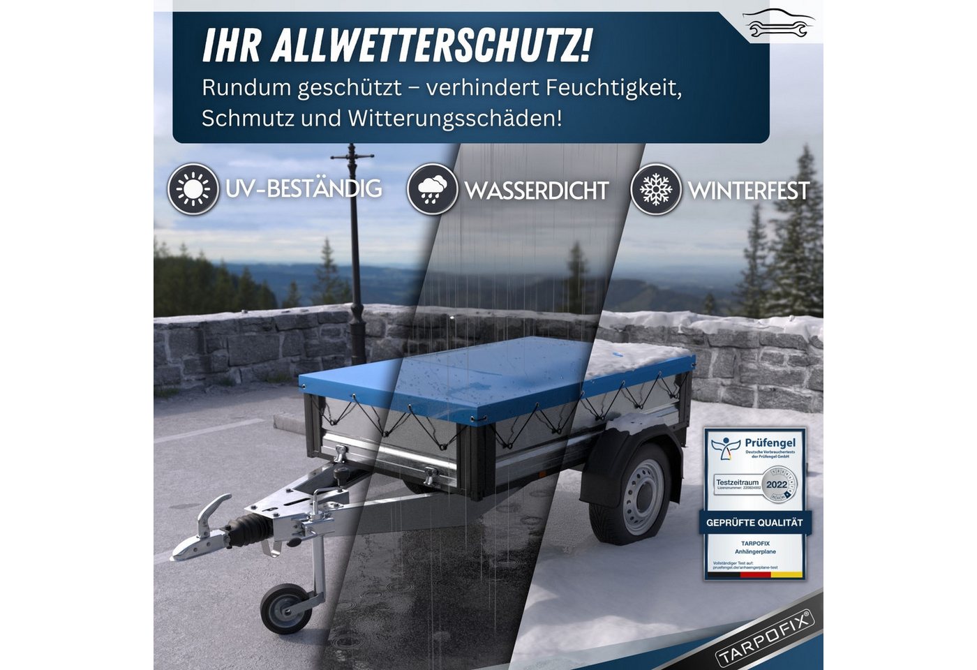 Tarpofix® Schutzplane Anhängerplane DDR Anhänger PVC wasserdicht UV-beständig (Blaue Plane, 1-St), Flachplane 140x105 cm – robust & wasserdicht Bild 4