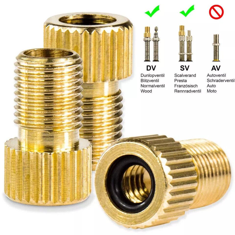 SpionProfi Minipumpe Fahrrad Ventil Adapter Ventiladapter SV DV BV KFZ Autoventil AV Pumpe (2-tlg), Universell für Presta-, Dunlop- und Blitzventile geeignet Bild 3