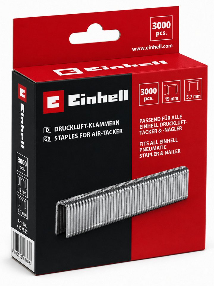 Einhell Tackerklammer Einhell Klammern 3.000 Stk, 5,7 x 19 mm für Fixetto + Druckluft-Tacker Bild 3