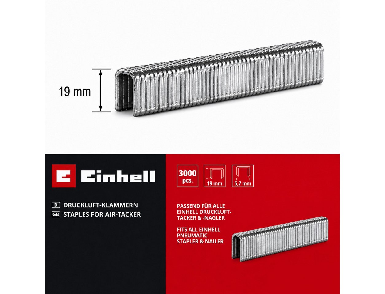 Einhell Tackerklammer Einhell Klammern 3.000 Stk, 5,7 x 19 mm für Fixetto + Druckluft-Tacker Bild 4