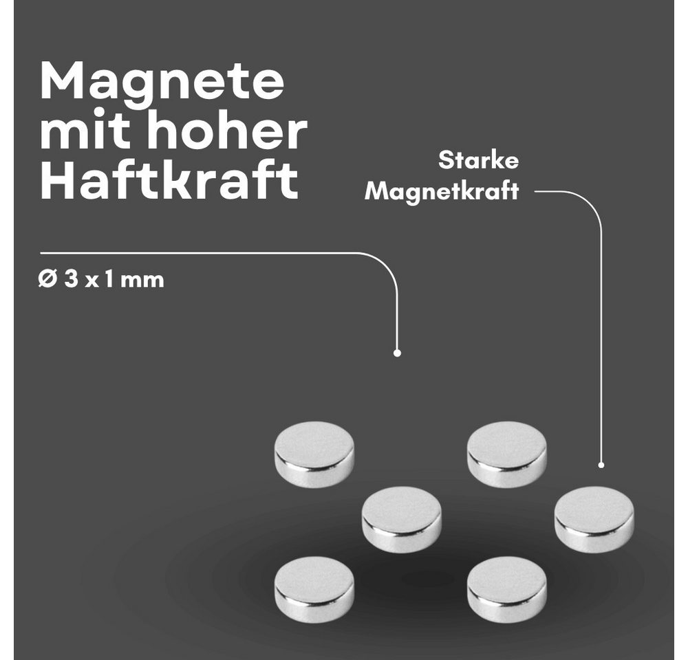 MaajeeKuto Magnet Neodym Magnet Ø3x1 mm N42 – Scheibenmagnet 109 g Haftkraft (50-St)