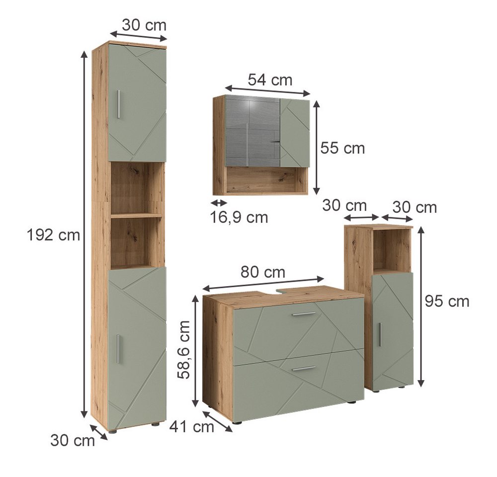 Vicco Badmöbel-Set Irma, Salbeigrün, 4-teilig, (4-St., 4er Set) Bild 4