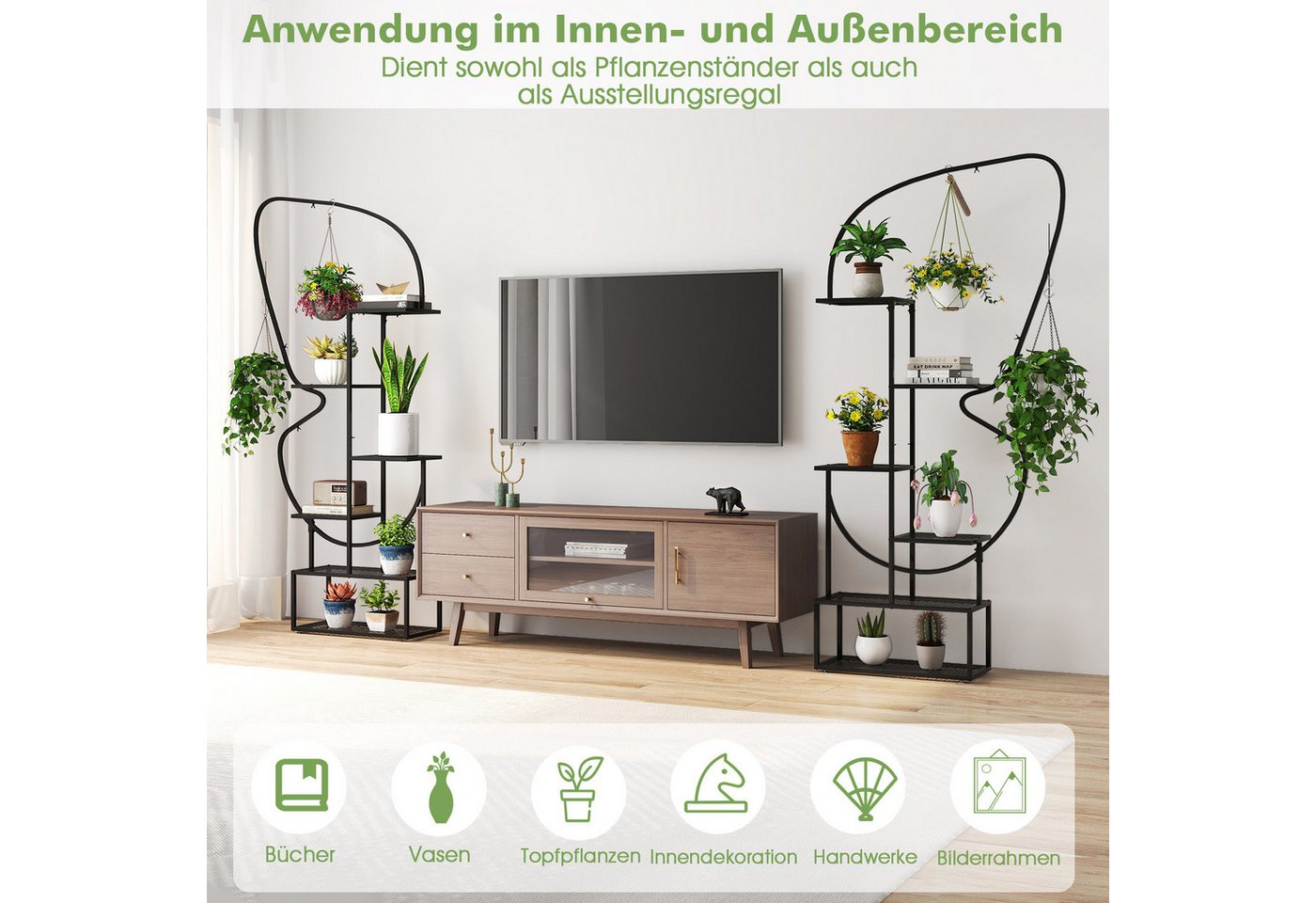 COSTWAY Blumenständer (2 St), 6 stufiger Metall Pflanzenstander, Balkon