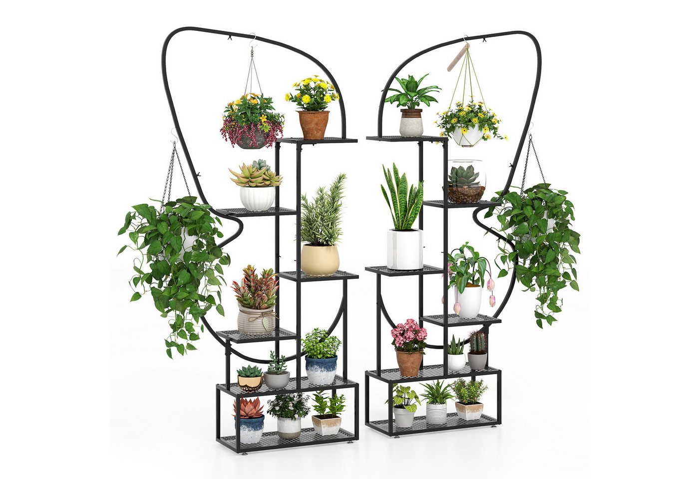 COSTWAY Blumenständer (2 St), 6 stufiger Metall Pflanzenstander, Balkon Bild 2