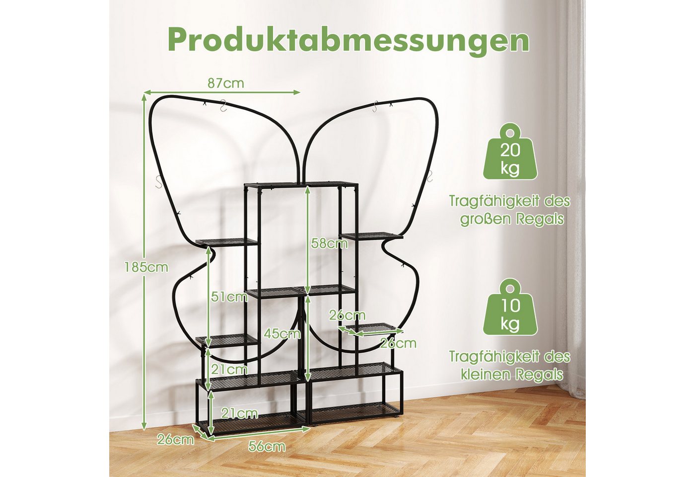 COSTWAY Blumenständer (2 St), 6 stufiger Metall Pflanzenstander, Balkon Bild 5