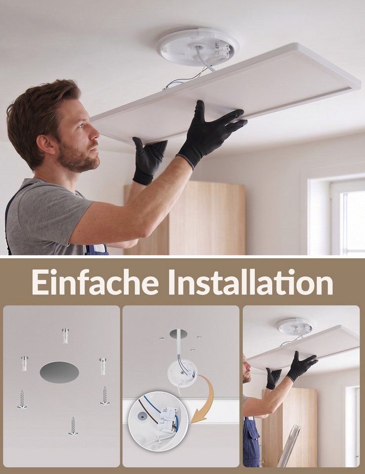 Nettlife LED Panel deckenleuchte bewegungsmelder 24W 120/165°Erfassungswinkel, LED fest integriert, für Flur Garage rechteckig 100x25cm Bild 2