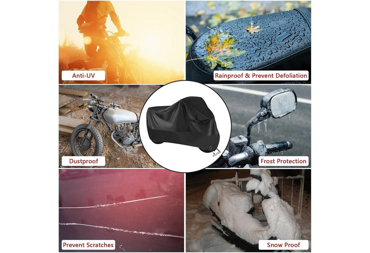 Weysoo Abdeckhaube Motorrad Abdeckplane Wasserdicht UV-Beständig Winterfest Outdoor Bild 3
