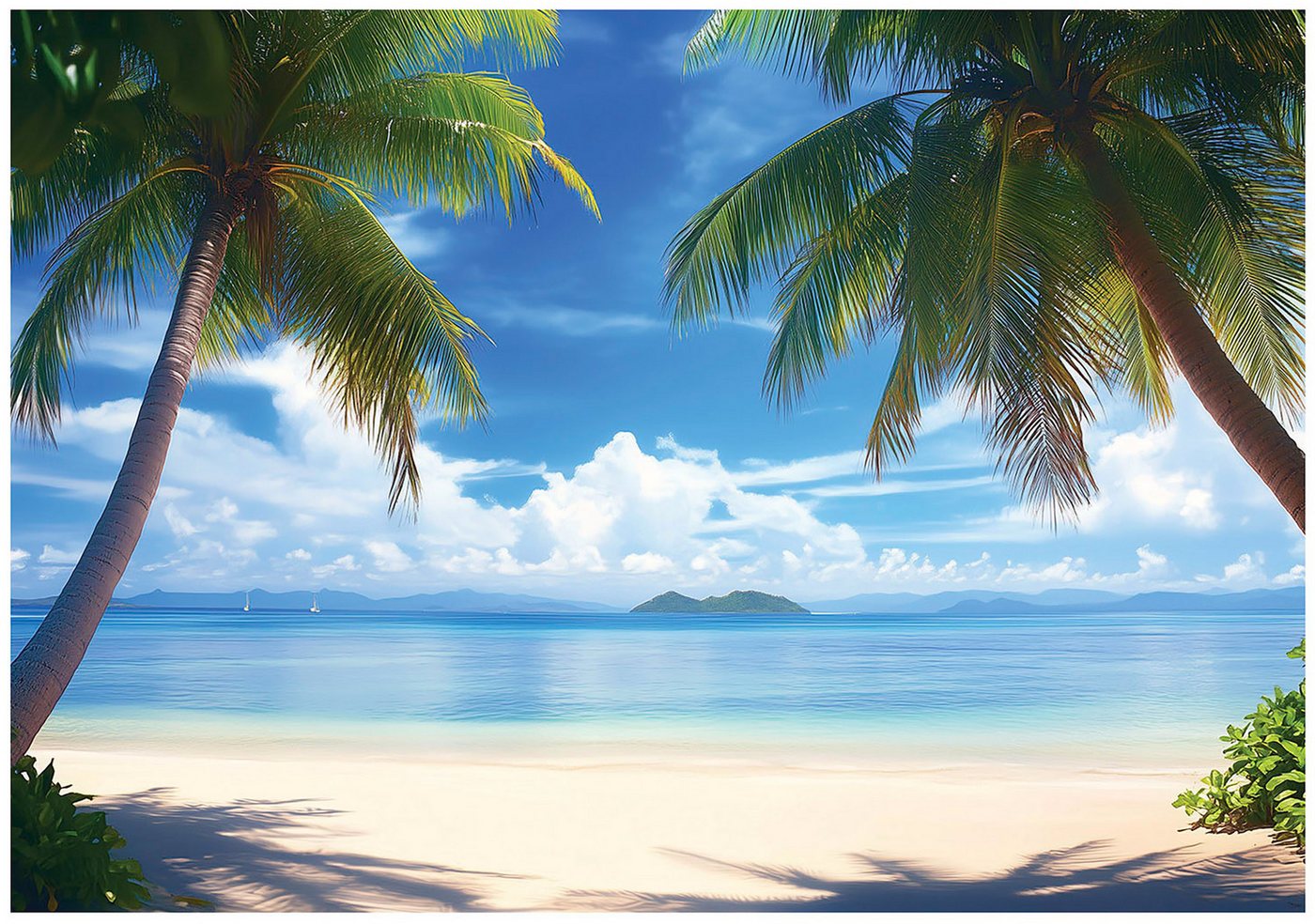 Wallarena Fototapete Palmen Strand - Mehrfarbig - Modern - Vlies - Schlafzimmer, glatt, (8 St), 400x280cm Bild 3